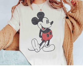 Disney Musse Pigg & vänner Mickey Mouse Vintage Portrait Class Pose T-shirt, Disneyland familjematchning-t-shirt unisex vuxen-t-shirt barntröja