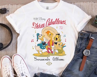 Disney De tre Caballeros klassisk retro t-shirt, Donald, Jose, Panchito, Magic Kingdom, Disneyland familjematchningströja, WDW-resa present