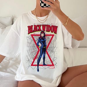 Marvel Black Widow Classic Retro Comic Stance T-Shirt, Marvel Disneyland Family Trip Gift , Magic Kingdom Group Matching Shirt image 2