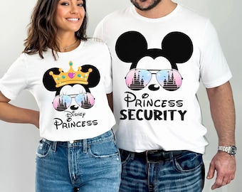 Disney Princess and Princess Security Couples Matching Minnie Mickey Shirts, Disneyland Mickey And Minnie Couple T-shirt, Honeymoon Trip Tee