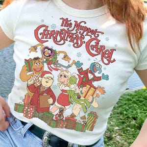 Retro 90s Disney The Muppet Christmas Carol  Christmas T-shirt, Disney The Muppet Show Xmas Tee,Frog Fozzie Bear Rizzo the Rat Gonzo Xmas