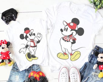 Camiseta de béisbol de Minnie Mouse de Disney, conjuntos de béisbol de Mickey y Minnie para parejas, camiseta de béisbol de Mickey, camiseta deportiva de Mickey de Disney