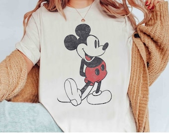 Disney Mickey & Friends Mickey Mouse Vintage Portrait Class Pose T-Shirt, Disneyland Family Matching Tee Unisex Adult T-shirt Kid Shirt