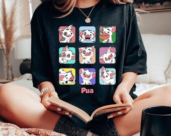 Disney Vaiana Pua Pig Portrait Moods Retro 90-talsskjorta, Pua T-shirt, Magic Kingdom, Disneyland Familjematchning T-shirt Unisex Vuxen T-shirt Barnskjorta