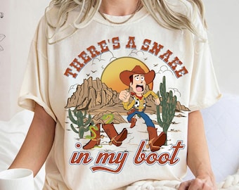 Disney Pixar Toy Story  Vintage There's A Snake In My Boot Woody Cowboy T-Shirt, Magic Kingdom Family Matching Tee Trip Tee 2026