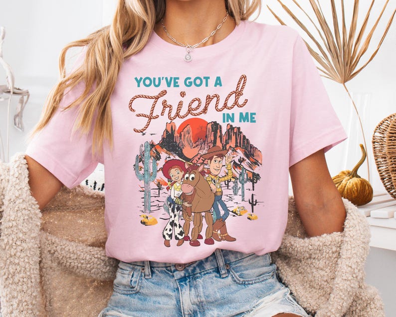 Disney Vintage Toy Story Shirt, You've Got A Friend In Me, Woody Jessie and Bullseye Shirt, Disney Cowgirl Cowboy Shirt, Western Country image 4