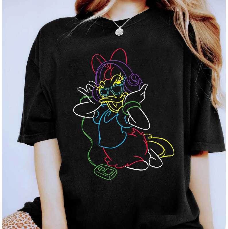 Retro Disney Neon Classic Mickey and Friends Portrait Retro Shirt, Disneyland Family Matching Tee, World Disney Walt Animal Kingdom Shirt image 2