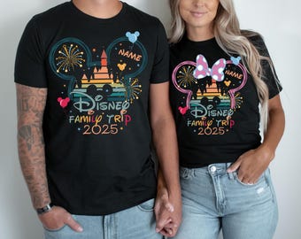 Customized Disneyworld Family Trip Shirt, Disney Family Vacation 2026, Disney Castle Mickey Head Shirt, Disneyland Family Matching Shirt