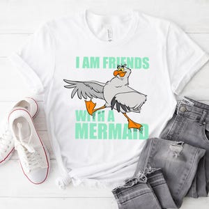 Disney The Little Mermaid Scuttle Friends with a Mermaid T-Shirt, Disneyland Family Matching Shirt, Animal Kingdom Shirt, WDW Shirt image 2