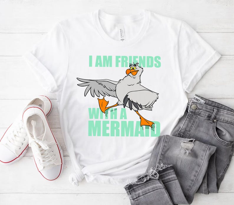 Disney The Little Mermaid Scuttle Friends with a Mermaid T-Shirt, Disneyland Family Matching Shirt, Animal Kingdom Shirt, WDW Shirt image 2