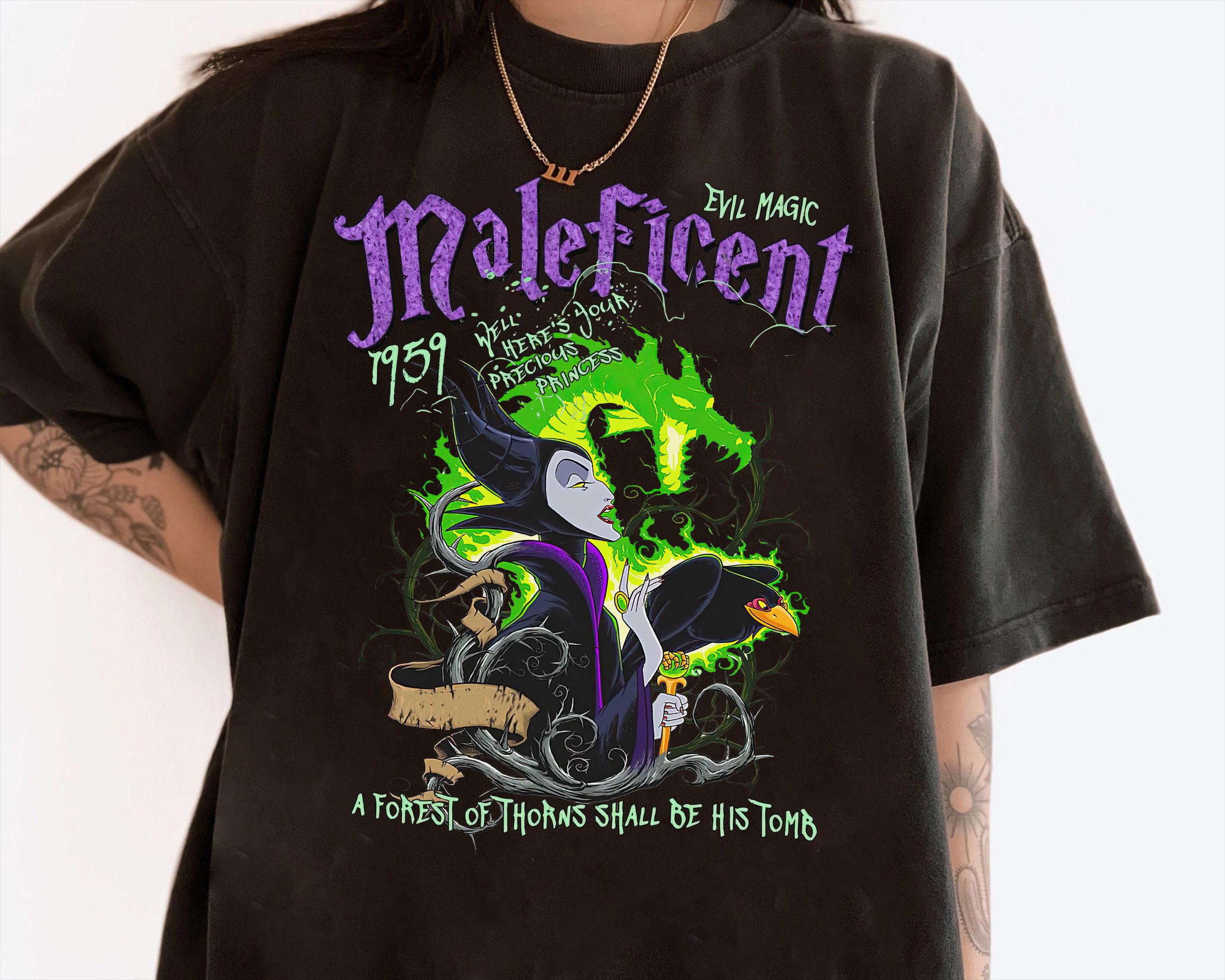 Vintage Maleficent Dragon Graffiti T-shirt, Disney Sleeping Beauty Villains Retro Tee, Aurora Princess, Disneyland Family Vacation 2025 Trip