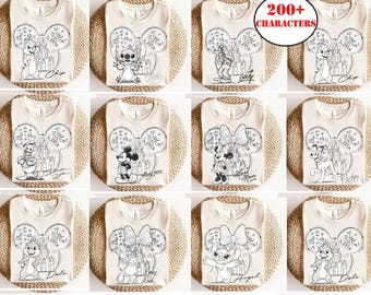 Disney All Characters Sketchy Shirt, Mickey & Friends, Disney Princess, Star Wars, Winnie The Pooh, Toy Story, Disneyland Vacation Shirt