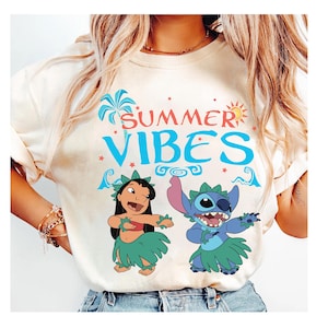 Disney Lilo & Stitch Summer Vibes Shirt, Stitch Summer Shirt, Disney Summer Vibes Shirt, Disneyland Family Summer Vacation Trip Gifts image 1