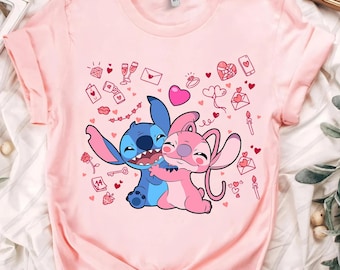 Vintage Disney Lilo and Stitch Couple Valentine Shirt, Disney Family Matching Tee, Disneyland Trip Gift, Magic Kingdom Shirt