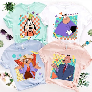 Disney A Goofy Movie Characters portret T-shirt, Powerline, Max, Roxanne, Bigfoot, Bobby shirt, Disneyland familie-uitje cadeau, Disney-reis 2026 afbeelding 2