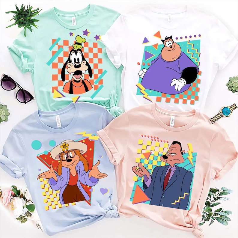 Disney A Goofy Movie Characters portret T-shirt, Powerline, Max, Roxanne, Bigfoot, Bobby shirt, Disneyland familie-uitje cadeau, Disney-reis 2026 afbeelding 2