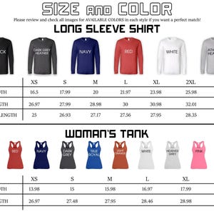 a collection of long sleeve shirts in various colors, sizes, and styles, along with corresponding measurements and descriptions.