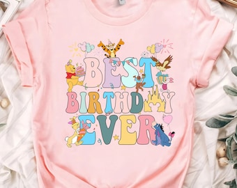 Disney Winnie The Pooh Best Birthday Ever Shirt, Disney Castle Birthday Balloon Shirt, Disneyland Family Matching Tee, Birthday Gifts