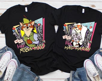 Disney Robin Hood and Maid Marian Valentine Couple Matching Shirt, Disney Valentine's Day T-shirt, Magic Kingdom Family Matching Tee Trip