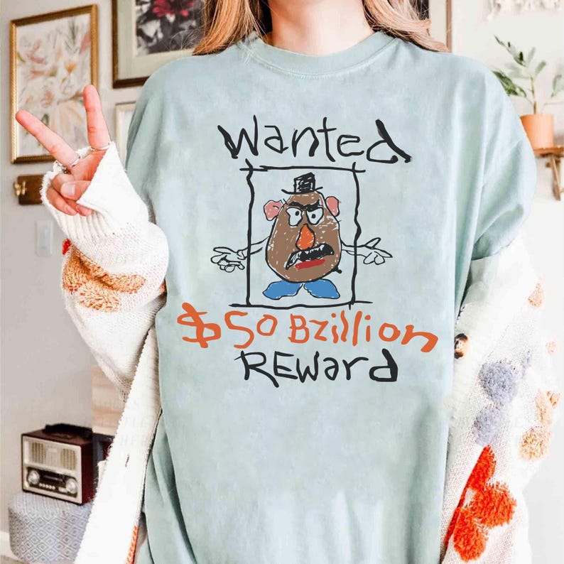 Disney Pixar Toy Story Mr. Potato Head WANTED Sketch Shirt, Retro Toy Story Characters Shirt, Disneyland Family Matching Tee image 4