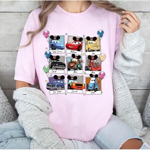 Disney Pixar Cars Characters Polaroid Shirt, Lightning McQueen, Tow Mater, Hudson Shirt, Disneyland Family Matching Tee, Animal Kingdom image 2
