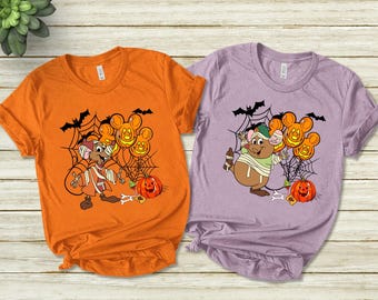 Disney Cinderella Jaq and Gus Mummy Halloween Spooky Balloon Shirt, Disney Halloween Shirt, Disney Halloween Family Matching Shirt