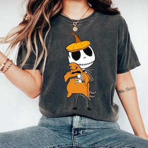 Disney The Nightmare Before Christmas Jack Skellington and Oogie Boogie Halloween Pumpkin T-Shirt, Disneyland Halloween Party Matching Shirt image 1