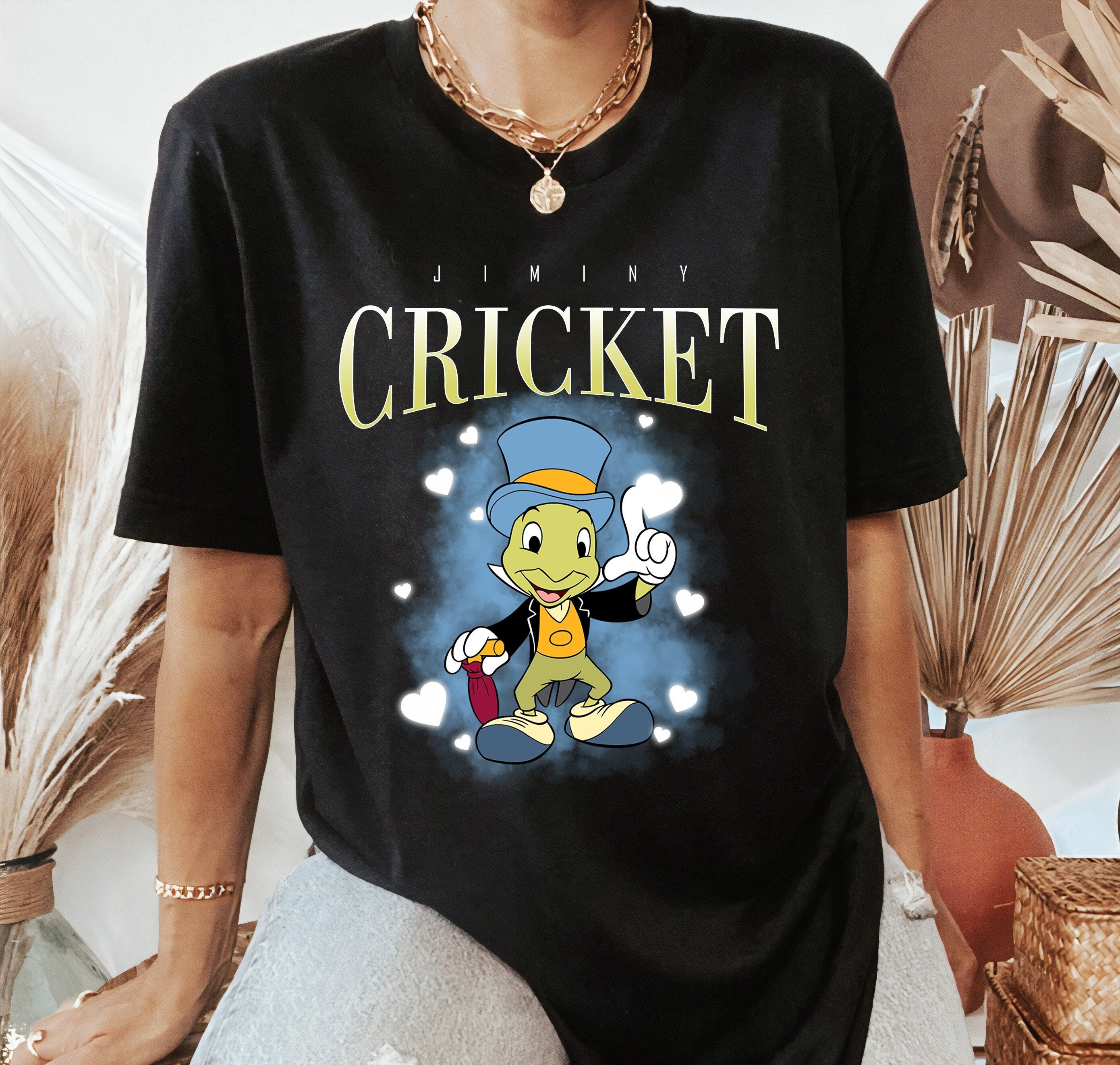 Retro Disney Jiminy Cricket 90s Portrait T-shirt, Disney Pinocchio 