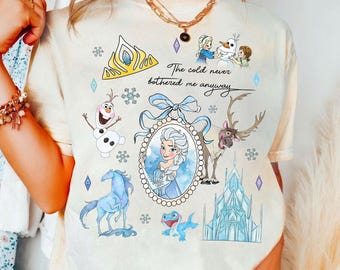 T-shirt Disney La Reine des neiges Elsa Coquette, chemise Princesse Elsa, chemise La reine des neiges avec nœud miroir, chemise Elsa Anna Olaf Kristoff, chemise Château de la Reine des neiges