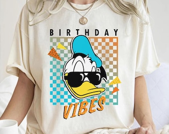 Disney Donald Duck Birthday Vibes 80s Shirt, Donald Duck Portrait Shirt, Mickey and Friends, Birthday Theme, Disneyland Family Matching Tee