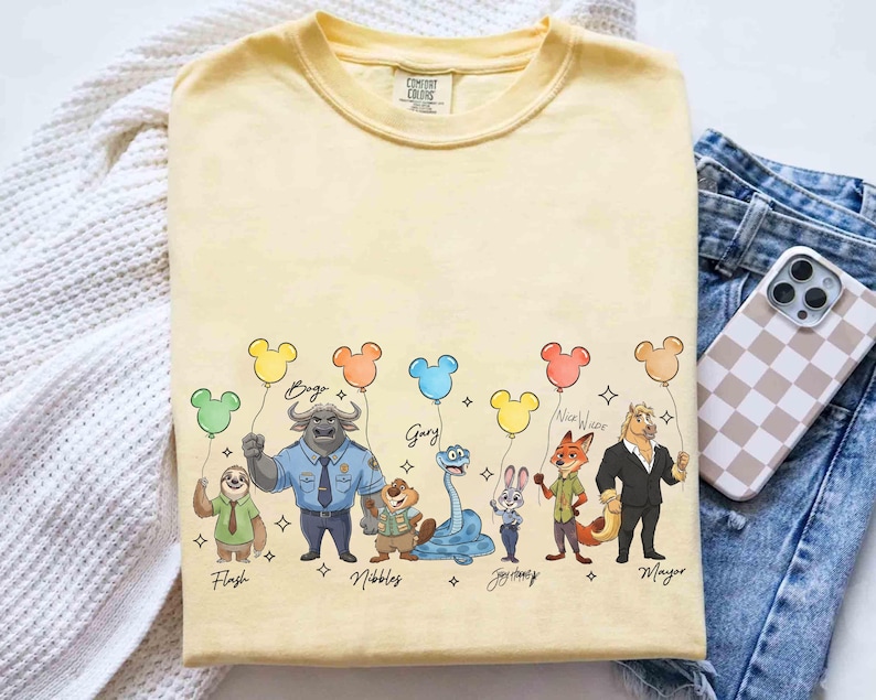 Camiseta Disney Zootopia 2 Signatures, camiseta Judy Hopps Nick Gary Nibbles Bogo, camiseta Zootopia Mickey Balloons, camiseta familiar a juego de Disneyland imagen 2