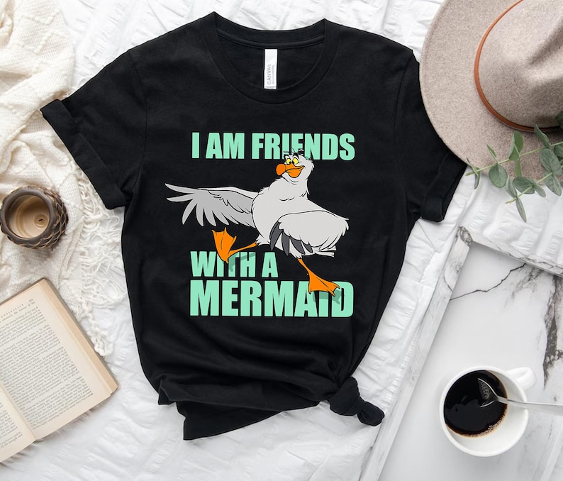 Disney The Little Mermaid Scuttle Friends with a Mermaid T-Shirt, Disneyland Family Matching Shirt, Animal Kingdom Shirt, WDW Shirt image 1