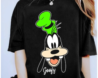Camiseta de Goofy de Disney con cara grande, camiseta retro de Goofy de Mickey y sus amigos, camiseta a juego para familias en Magic Kingdom, regalo para vacaciones en Disneyland