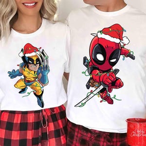 Marvel Deadpool & Wolverine Christmas Lights T-Shirt, Deadpool and Wolverine Come Together Xmas Shirt, Marvel Christmas Couple Matching Tee