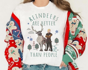 Disney Frozen Kristoff & Sven Reindeers Are Better T-Shirt, Disneyland Family Group Christmas Shirt, Disneyworld Christmas Crew Sweatshirt