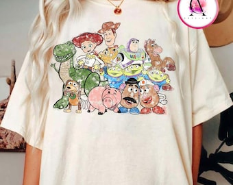 Chemise aquarelle Disney Toy Story, Buzz l'Éclair, Woody, Jessie, Slinky, Bo Peep, Aliens, chemise Rex, T-shirt assorti pour la famille Disneyland