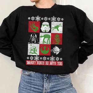 Star Wars Merry Force Be With You Christmas Sweatshirt, Star Wars Darth Vader Stormtrooper Christmas Shirt, Star Wars Christmas Party Tee