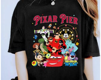 Vintage Meet Me at Pixar Pier Disney Pixar-personages shirt, Disney Pixar Fest 2026 T-shirt, Pixar Fest shirt, Disneyland Family Matching T-shirt