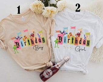 Disney The Muppets Characters Birthday Boy TShirt,Birthday Girl Shirt,Kermit Frog Gonzo Animal Miss Piggy Birthday Tee,Custom Birthday Shirt