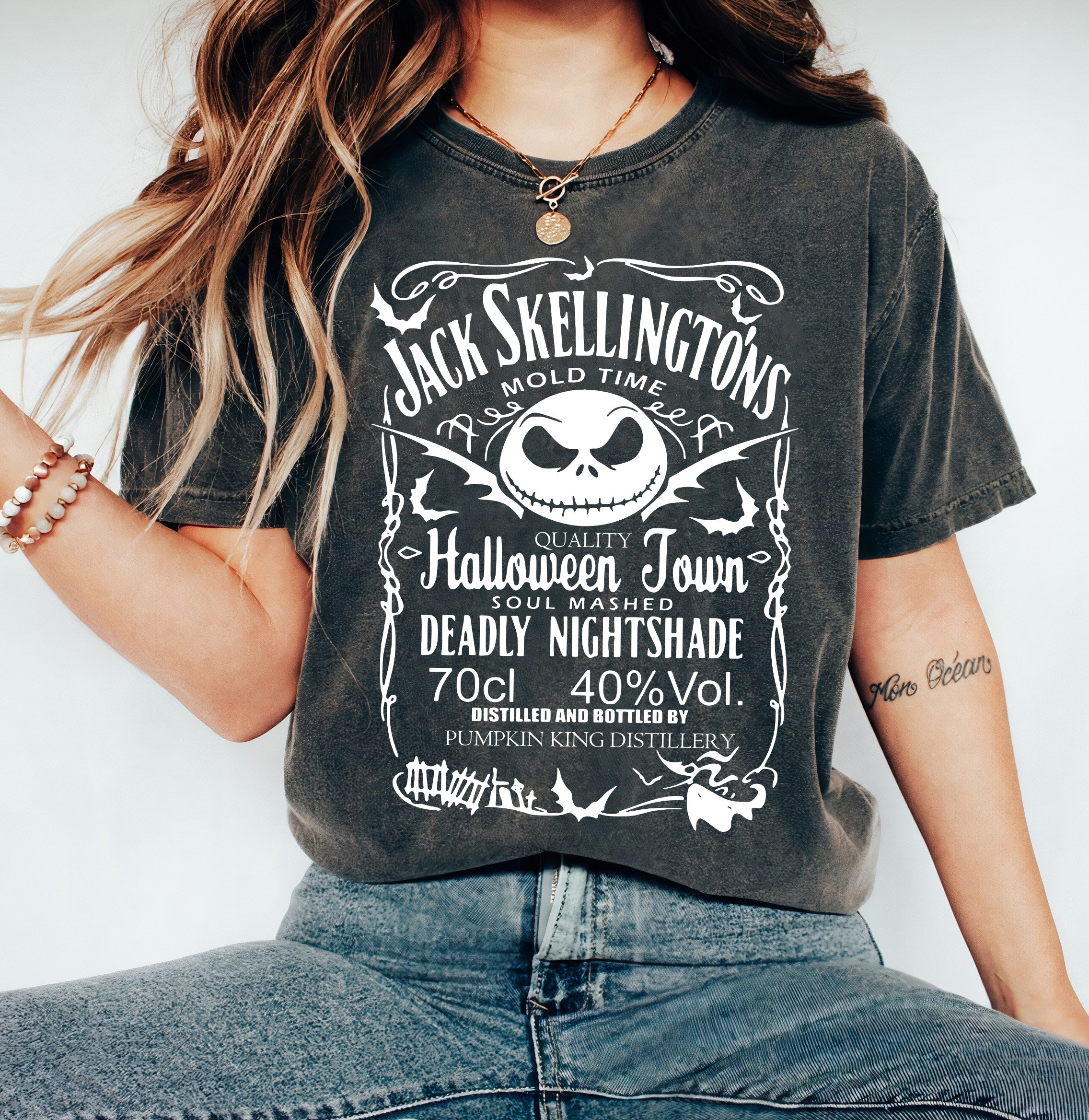 Nightmare Before Christmas Glow In The Dark Jack Head Crew Neck Short Sleeve Black Adult T Shirt Xs - Foto 12