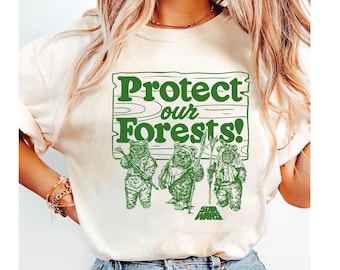 Star Wars Ewoks schützen unsere Wälder Lager Grafik-T-Shirt, Star Wars-Fangeschenke, Disney Star Wars-Geschenk-Shirt, Disneyland-Familienurlaubsgeschenk-T-Stück