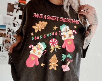 Disney Coquette Chip and Dale Ginger Cookies Have A Sweet Christmas Shirt, Disney Chipmunks Christmas Shirt, Disneyland Christmas Trip Shirt