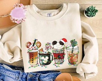 Disney Mickey and Minnie Christmas Coffee Drink Cup Shirt, Disney Latte Drink Cup Epcot Xmas Shirt, Mickey's Very Merry Christmas Party Tee