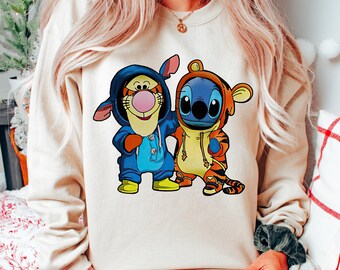 Disney Stitch and Tigger Friends Matching Costume Shirt, Stitch and Friends Cosplay Shirt, Lilo and Stitch Disneyland Family Vacation Gift