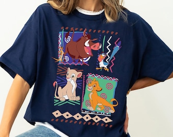 Vintage 90s Disney The Lion King Simba Nala Pumbaa Scar Graphic T-Shirt, Disneyland Family Matching Tee, Animal Kingdom Tee