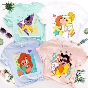 Disney A Goofy Movie Characters portret T-shirt, Powerline, Max, Roxanne, Bigfoot, Bobby shirt, Disneyland familie-uitje cadeau, Disney-reis 2026 afbeelding 1