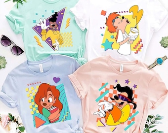 Disney En Långbenig Filmkaraktär Porträtt T-shirt, Powerline, Max, Roxanne, Bigfoot, Bobby T-shirt, Disneyland Familjeresa Present, Disneyresa 2026