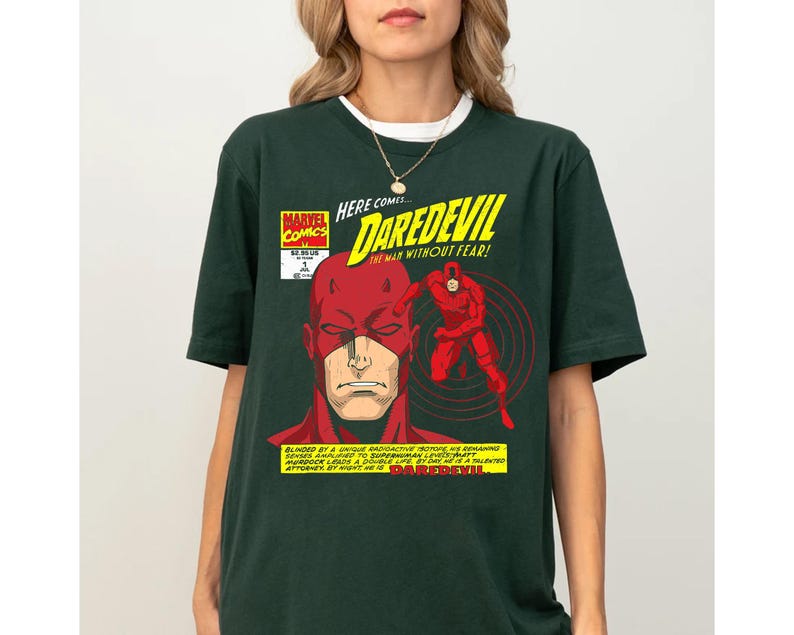 Camiseta da Marvel com estampa do Demolidor, pôster do Demolidor, camiseta de super-herói da Marvel, camiseta da série Marvel, camiseta unissex para adultos e crianças. imagem 4