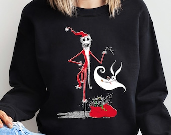 Disney Alptraum vor Weihnachten Urlaub Jack & Zero T-Shirt, Jack Skellington Weihnachts-Shirt Unisex Erwachsene T-Shirt Kind T-Shirt