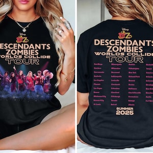 2-sided Descendants Zombies World Tour Shirt, Disney The Rise Of Red Characters Shirt, Descendants Concert, Summer Music Festival Outfits